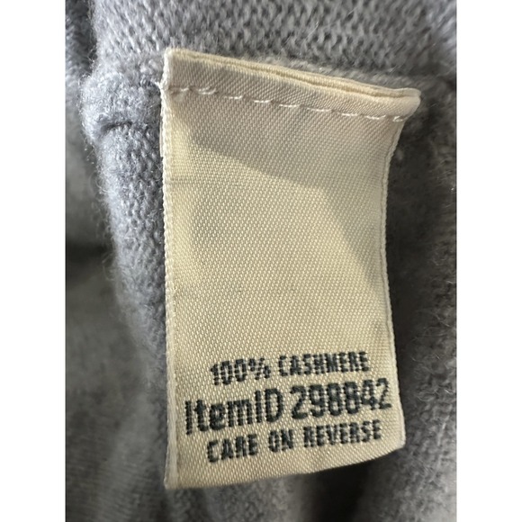 L.L. Bean 100% Cashmere Gray Open Front Cardigan Sweater Women's Medium Pockets - Picture 9 of 16